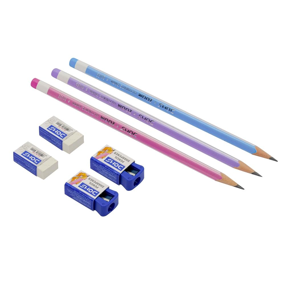 DOMS Zoom Triangle Pencil Pack of 50 Ergonomic Graphite Writing Pencils with Super Dark Lead for School Office Sketching