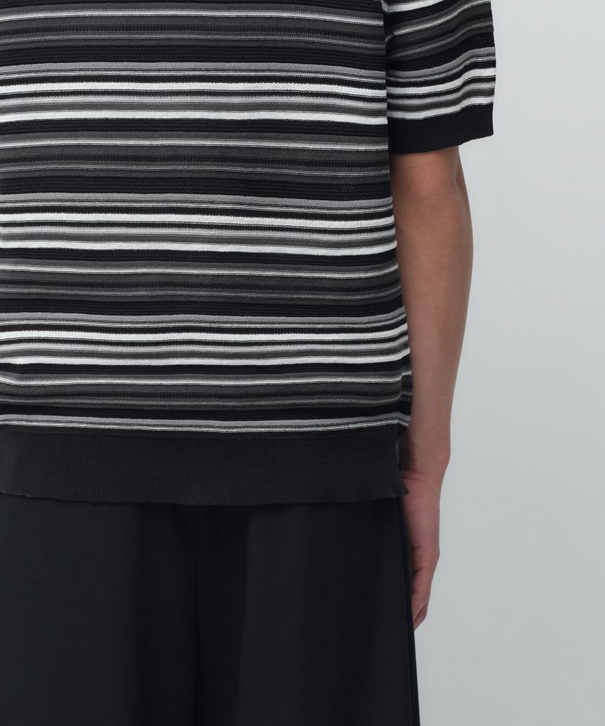 MUSINSA STANDARD Multi-Stripe Short Sleeve Knit [Black]