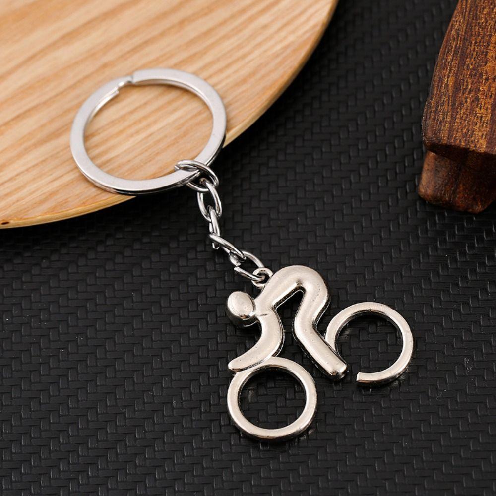 Running Metal Sports Logo Keychain Weightlifting Zinc Zinc Alloy Pendant Simple Key Ring Ornaments Girls
