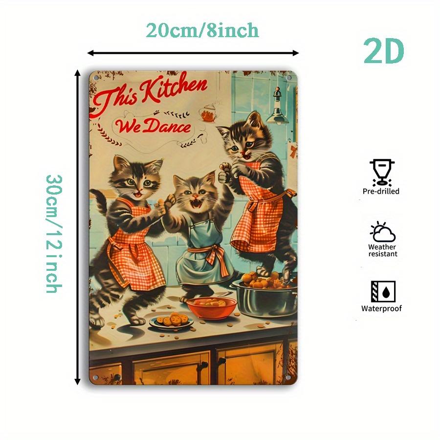 

Винтажная металлическая жестяная табличка «Танцующие коты», Легко повесить, Настенное искусство, Нетканый материал, Идеально подходит для Дня святого Валентина и Рождества 20x30cm белый