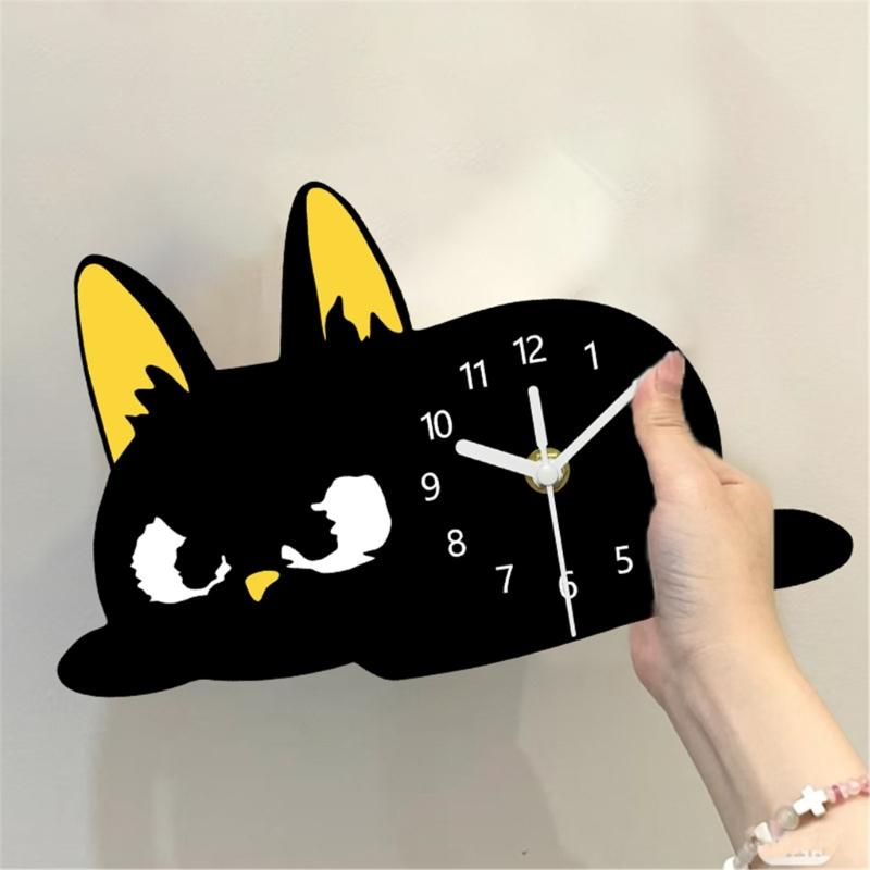Small Cats Desk Clock Decorative Table Clocks None Ticking Silents Clock Analog Clocks for Nursery Living Room Bedroom