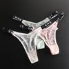 Plus Size Low Waist Mesh Thong with Letter Detail