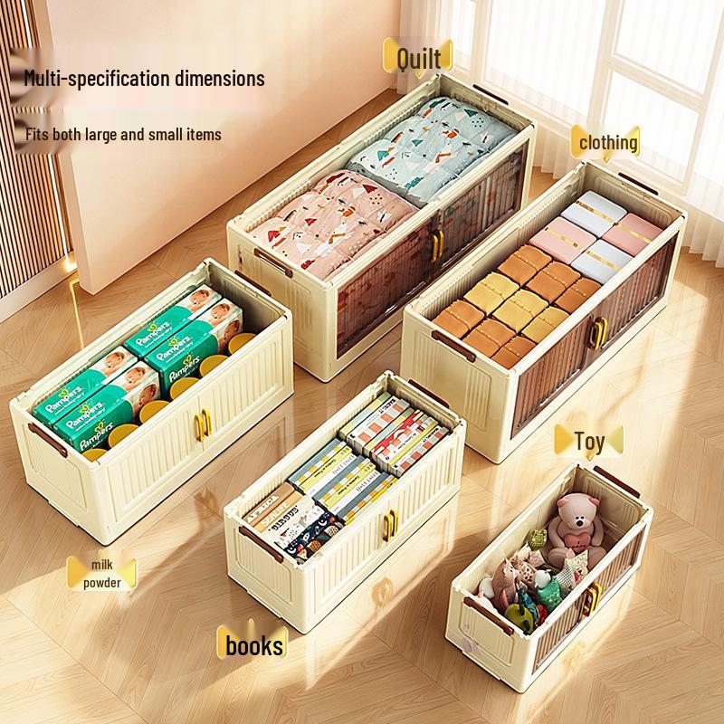 40-60cm Wide Transparent Foldable Double Door Floor Storage Cabinet with Multiple Layers