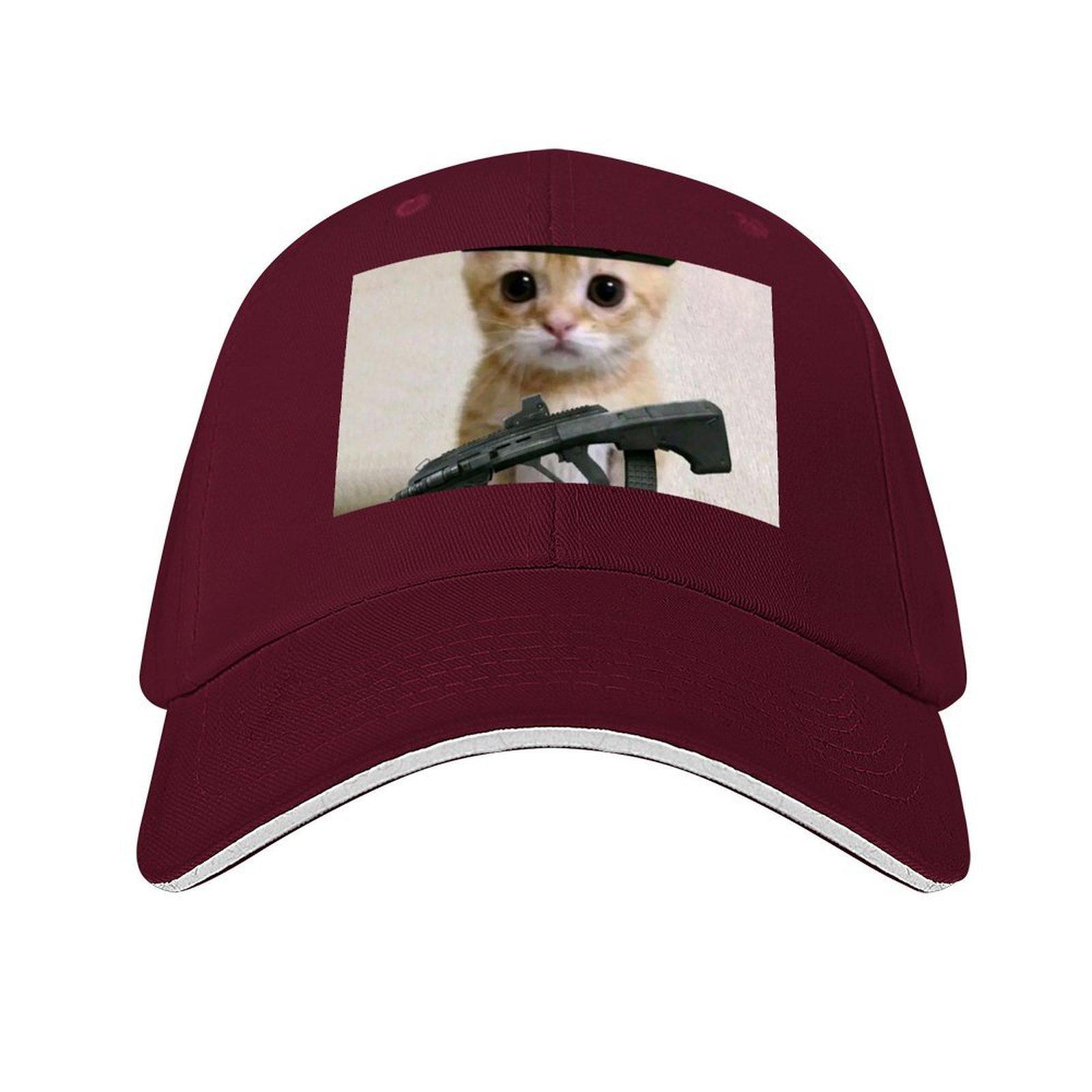 

Cat With Uzi Gun Baseball Cap Bobble Hat Sun Cap Custom Cap Gentleman Hat Men Luxury Brand Womens
