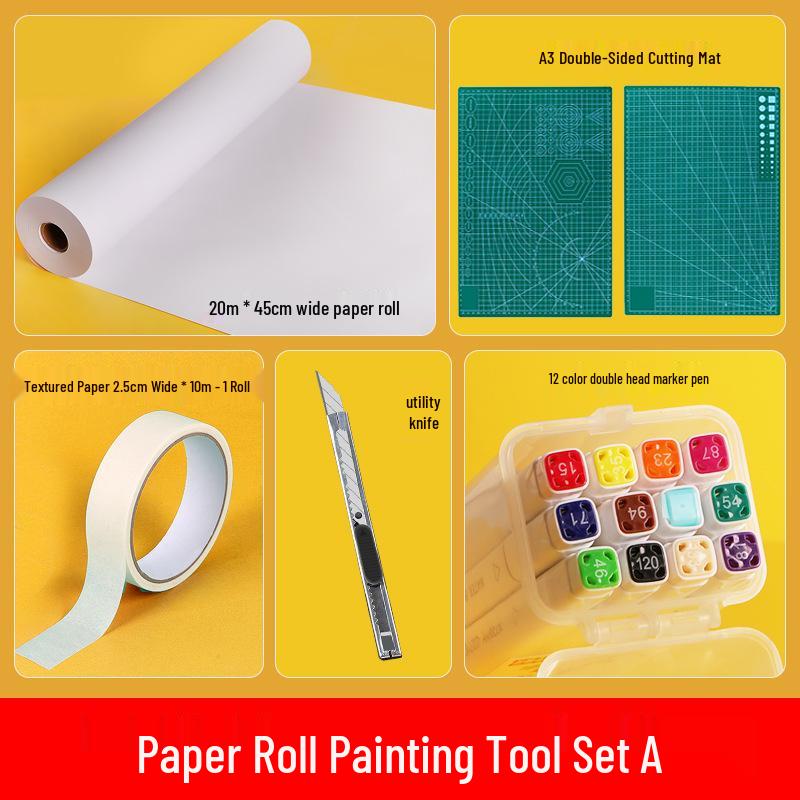 Pine Wood Children's Tabletop Art Easel with Long Drawing Paper Roll