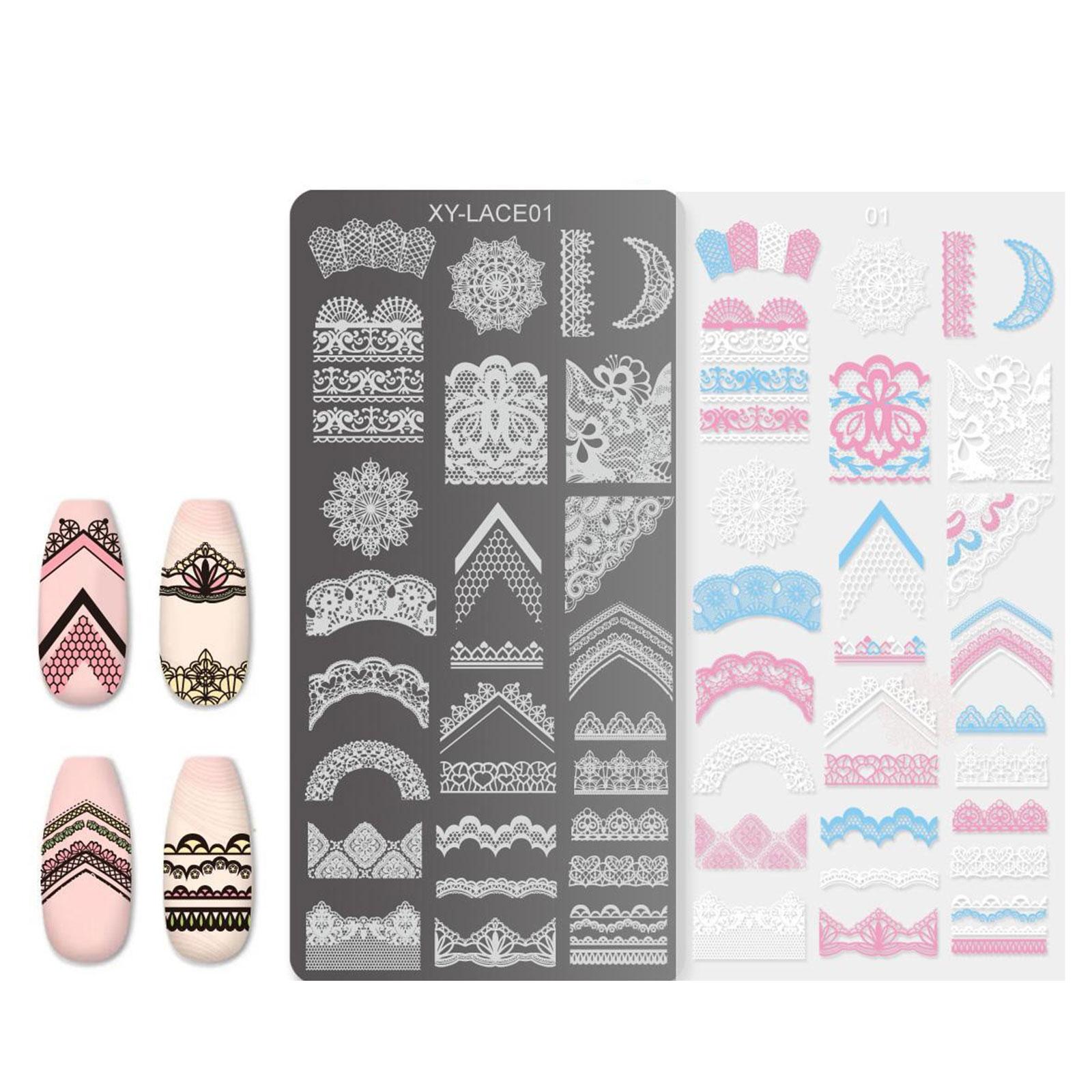 

Шаблон для штамповки ногтей с полыми линиями, цветы, маникюрный принт, френч-типы, пластины для штамповки ногтей, инструмент для штамповки ногтей 1