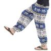 [Okinawa Giken] Asian Pants, Sarouel Pants, Aladdin Pants, Men's, Women's, Unisex, Ethnic Long Pants (Elephant B Blue)