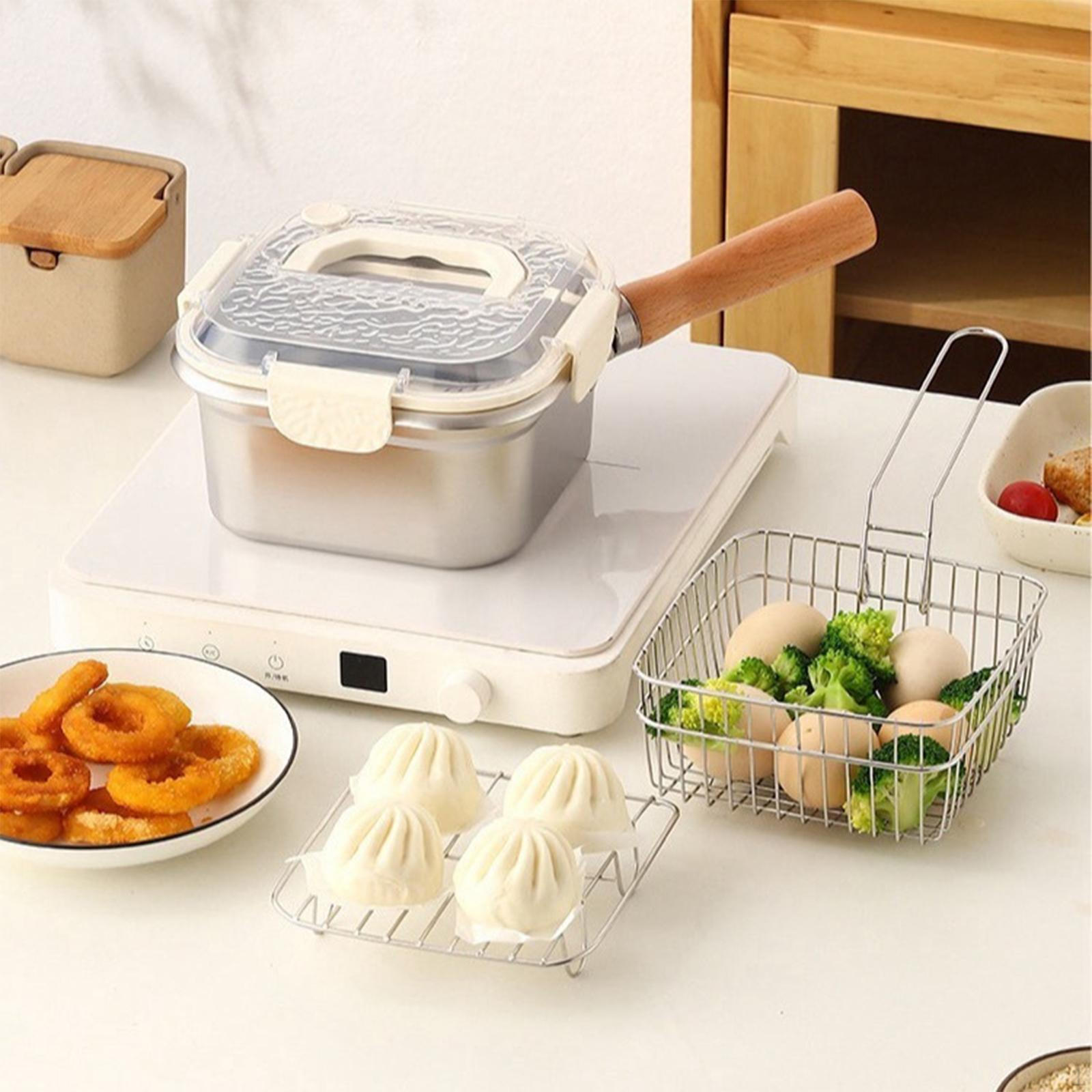 

Походная фритюрница с ручкой, квадратная кастрюля для жарки продуктов White Lid