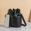 Women's Adjustable Crossbody Bucket Bag Black Drawstring Closure Minimalist Casual Shoulder Bag Versatile Fashion Purse Crossbody Bag