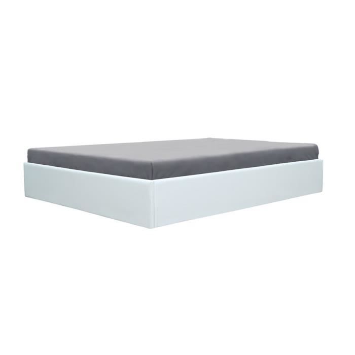 ECLIPSE Adult Storage Bed 160 X 200 Cm - White Imitation Leather - Bed Base Included