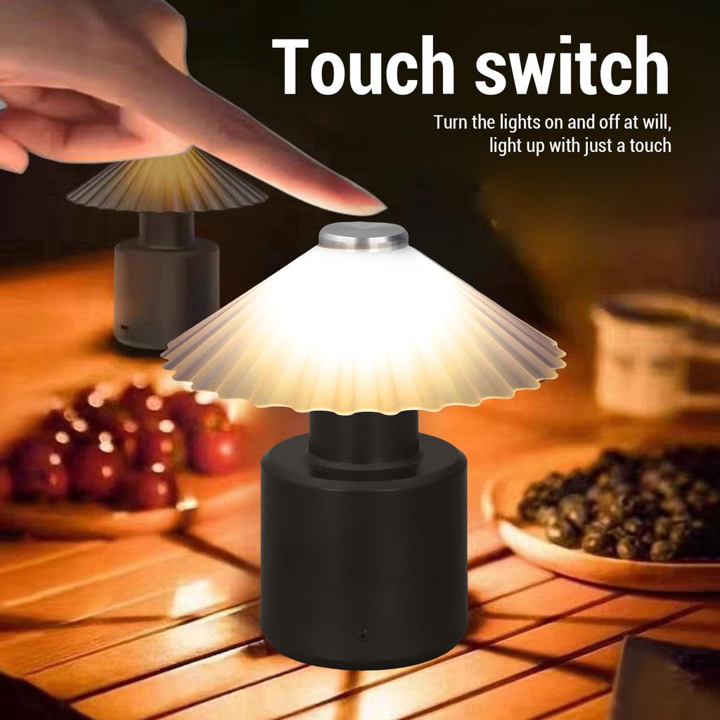 LED Table Lamp Touch Control High Low Brightness Mode Cute Umbrella Design Rechargeable Night Stand Light for Bedroom Dining Room