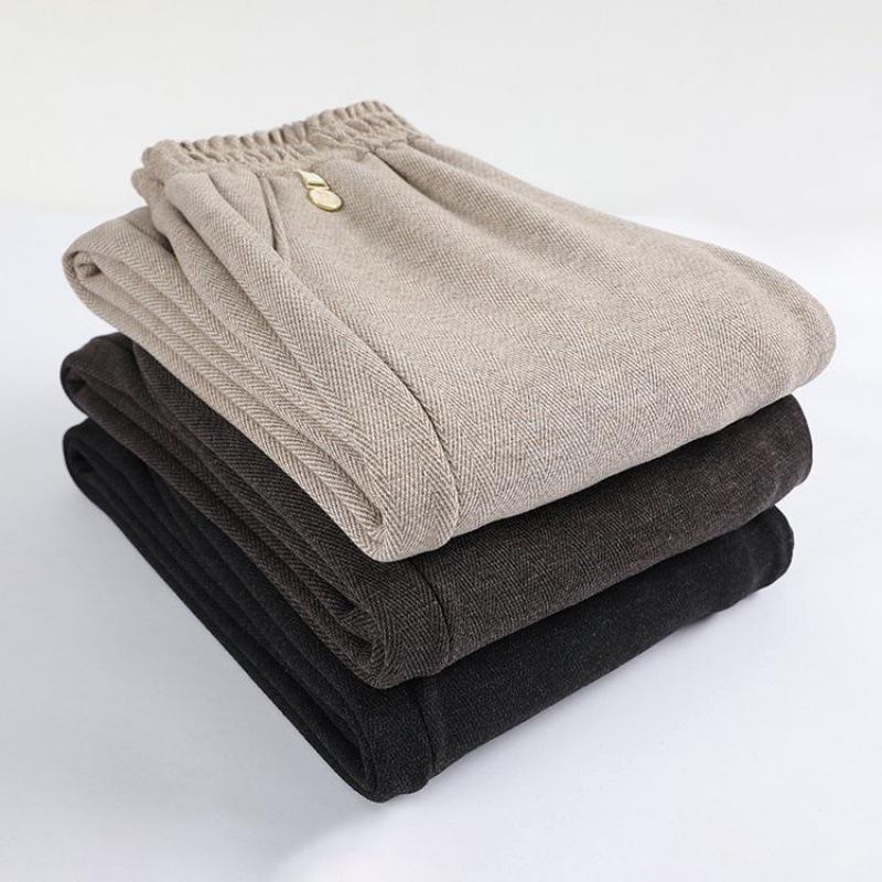 High-Waisted Straight-Leg Pants for Middle-Aged and Elderly Women - Thickened Winter Style