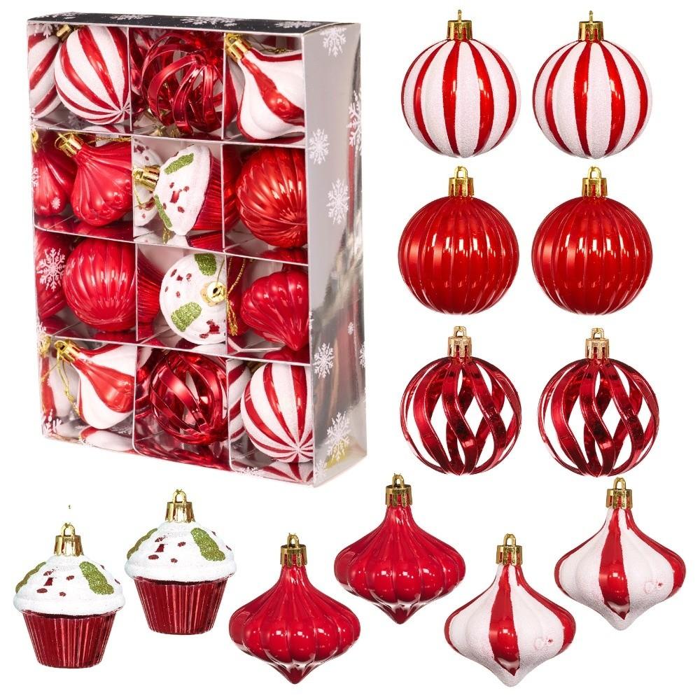 12Pcs/Box 6CM Christmas Hanging Balls Shatterproof Electroplated Painted Christmas Ball Set Plastic Christmas Hanging Ornament