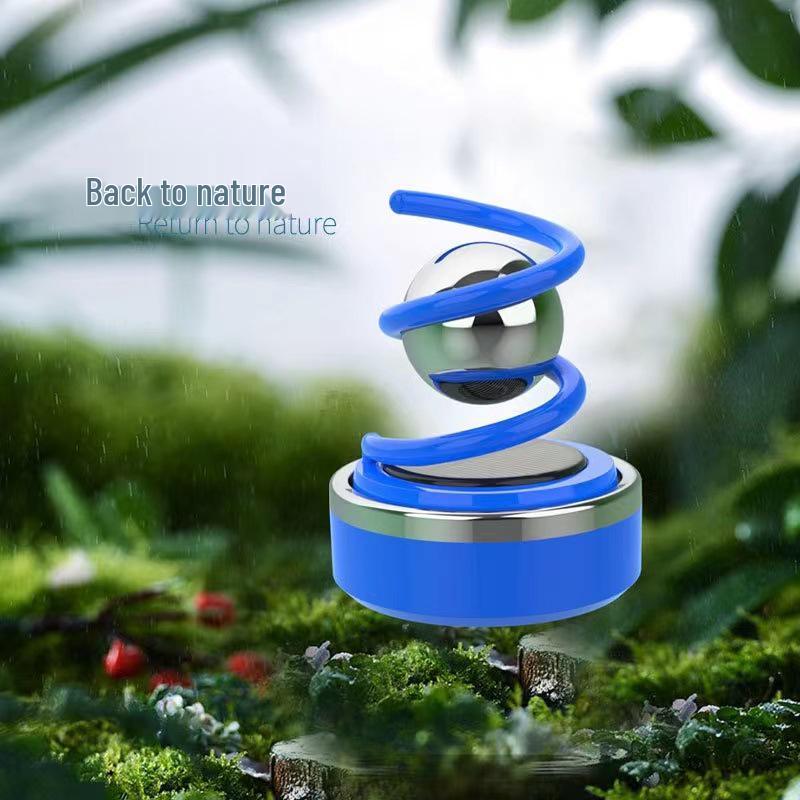 Solar-Powered Rotating Car Aromatherapy Ornament with Creative Spring Design