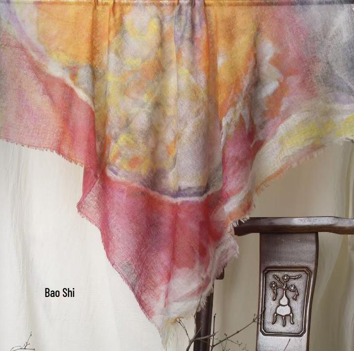 Cloud Mist Cashmere Scarf - 200 Count, Printed Square, Thin Neck Warmer (YRC5259)