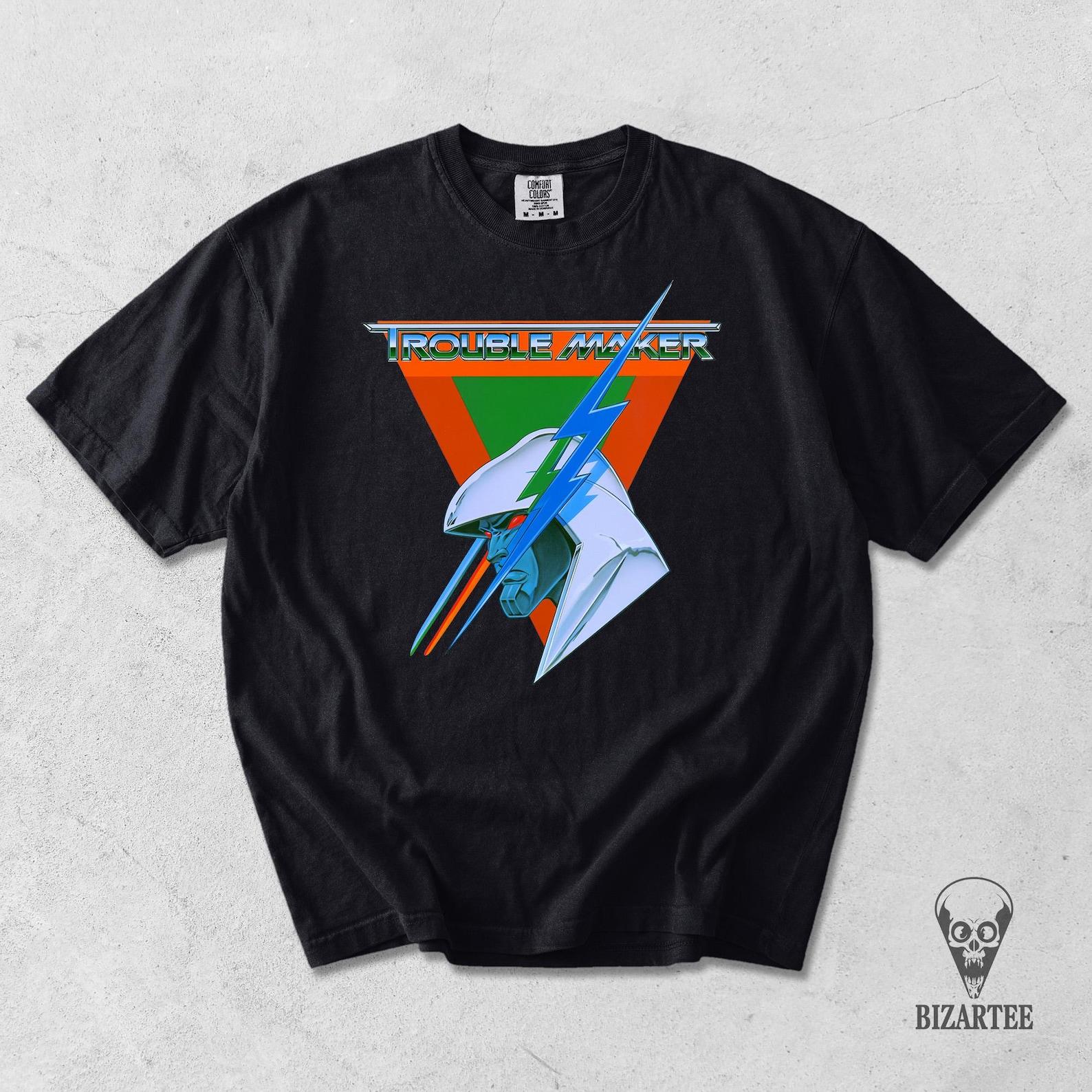 Retro Futurism Trouble Maker Shirt, Pop Art Chrome Shirt L