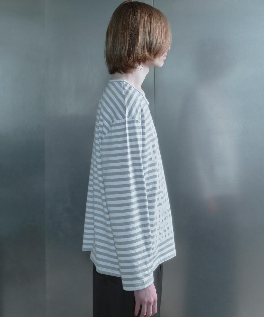 Kilyu I Destroy Stripe Long Sleeve T-Shirt_Melange Gray
