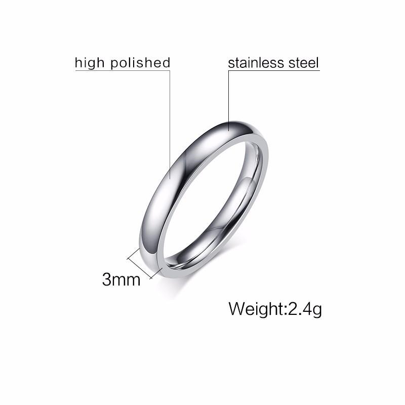 3mm Mens Dome Wedding Ring in Stainless Steel Comfort Fit Engagement Band