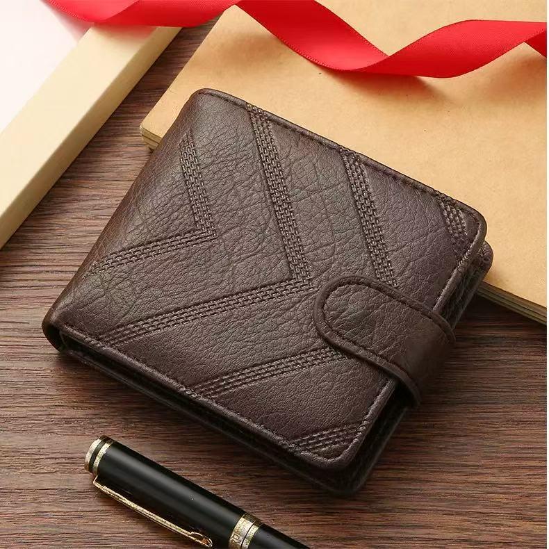 

Мужской ретро кошелек из ПУ кожи 2023 года большой вместимости, с множеством отделений для карт и зажимом для купюр кофейный