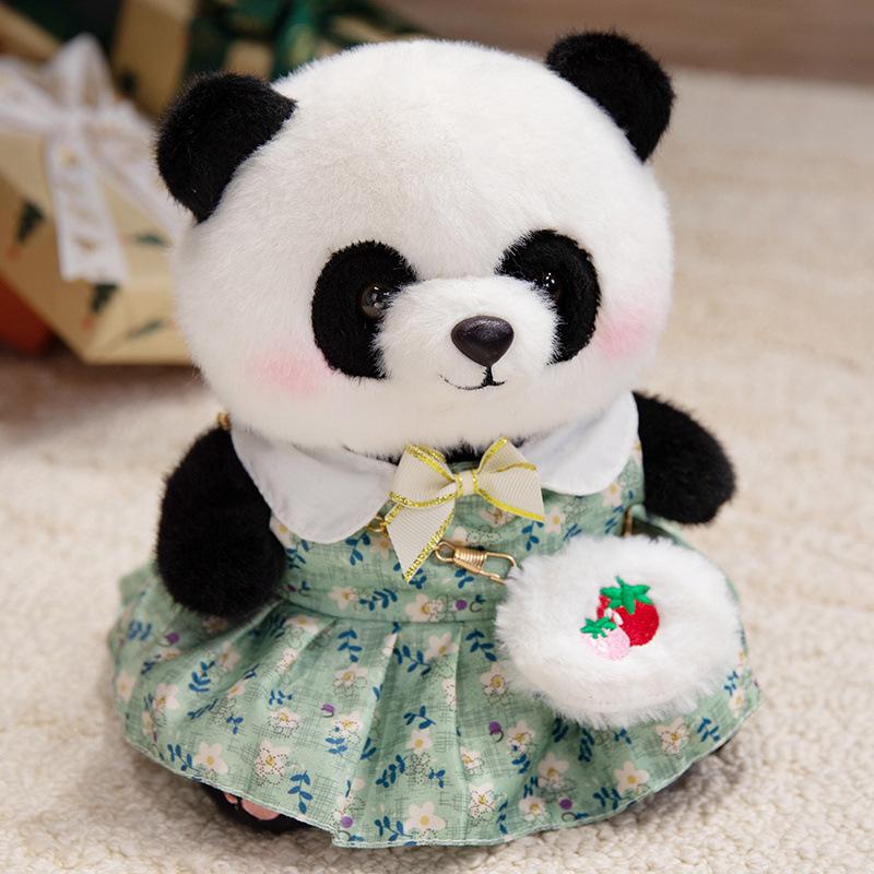 Cute Cute Dressed Panda Doll Plush Toy Black And White Panda Doll Children Accompany Soothing Doll