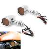 2pcs Motorcycle LED Turn Signal Lamp 12V 10mm Amber Light Chrome Plated Shell Universal