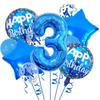 Blue Birthday Balloons Set 32inch Blue Number Stars Foil Ballon Boys Happy Prince Navy Ocean 1st 2nd 3rd 4th Birthday Balloon