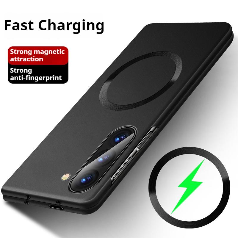 For Magsafe Metal Paint Plating Magnetic Frosted Case For Samsung Z Fold 7 6 5 4 3 ZFlip 7 6 5 4 3 Wireless Charge Slim PC Cover