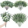 5/10/20Pcs Artificial Eucalyptus Leaf Stems Green Plants For Living Home Room Decoration Bride Wedding Decor Flowers Bouquets