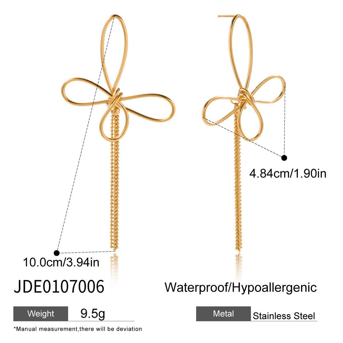 European and American stainless steel butterfly fringed stud earrings titanium steel does not fade