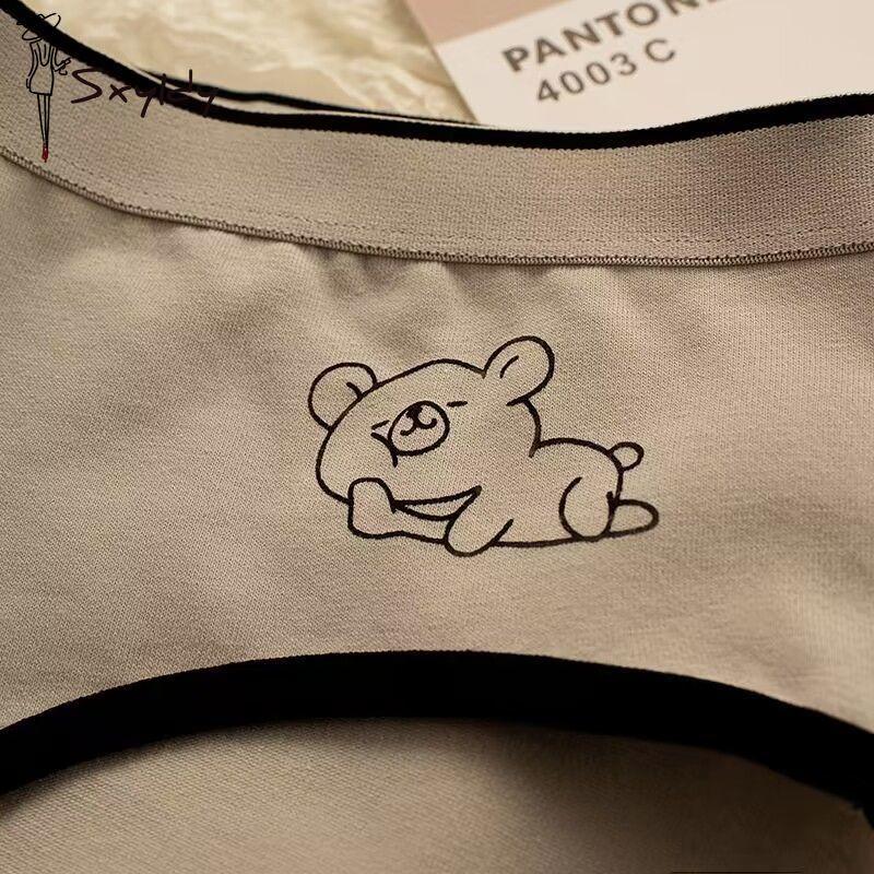 1/3 Pcs Women's Bear Mid-rise Seamless Comfort Triangle Pants Breathable Antibacterial Panties