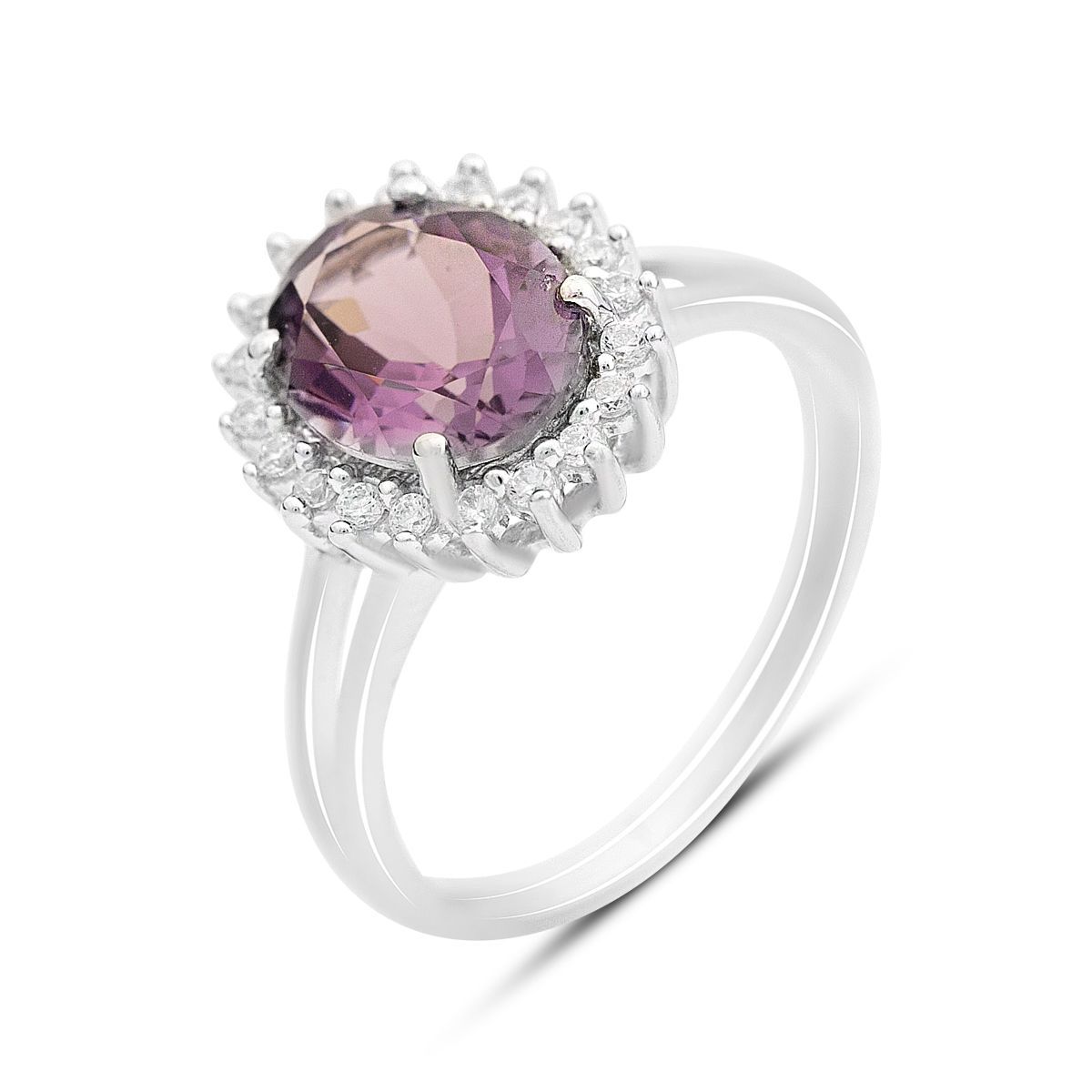 

Срібна каблучка з натуральним аметистом 2.63ct, вага виробу 3,43 гр (2163275) 17.5 аметист