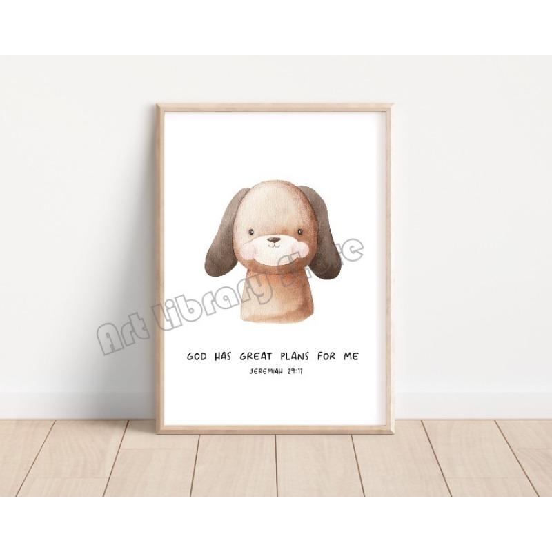 Cute Baby Animals Christian Bible Quotes Sheep Tiger Owl Poster and Prints Canvas Painting Wall Art Pictures Nursery Home Decor