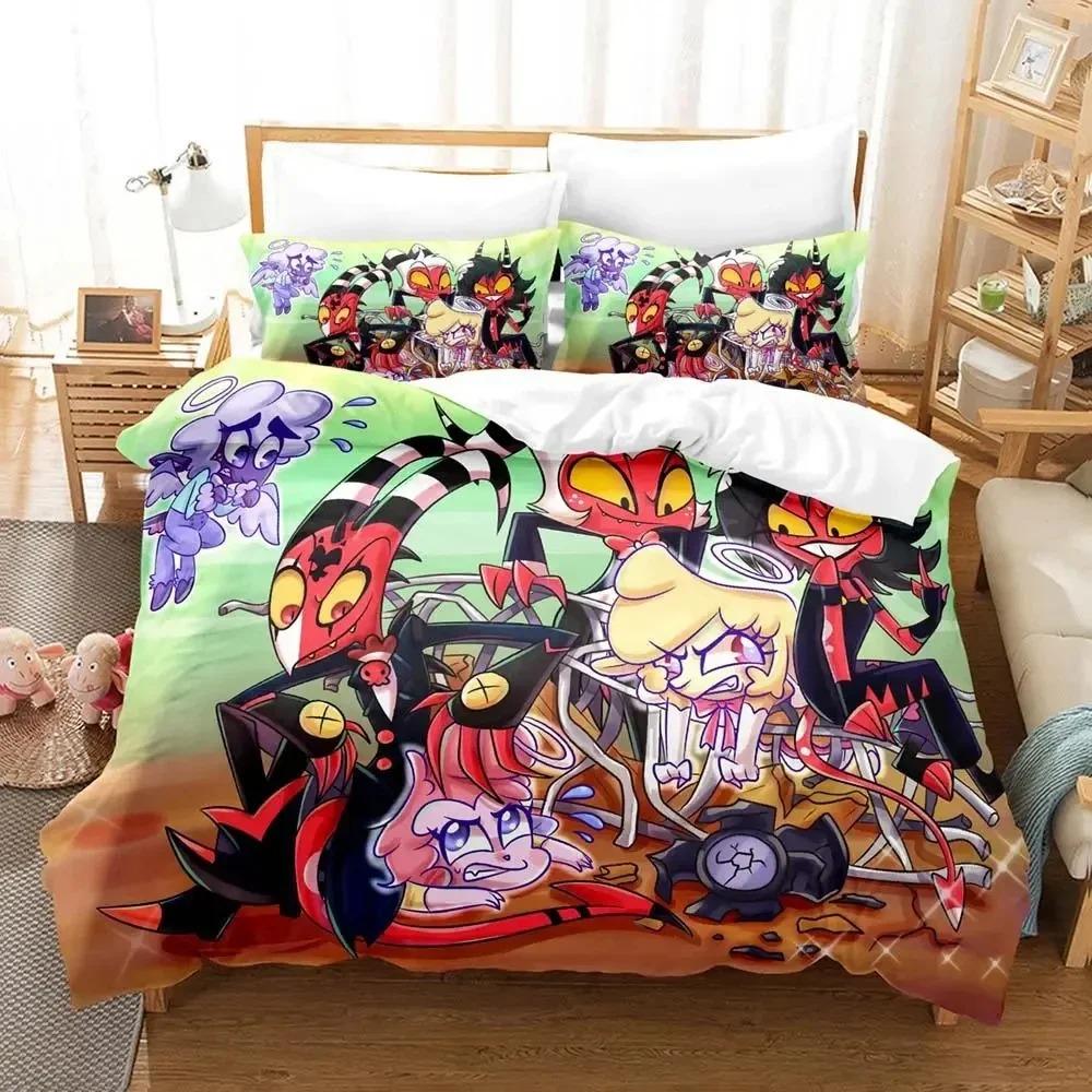 3D-utskrift Hazbin Moxxie Hotellsängklädset Påslakanset Bäddset Påslakanset Örngott Täcke King Queen Size Pojkar Vuxen