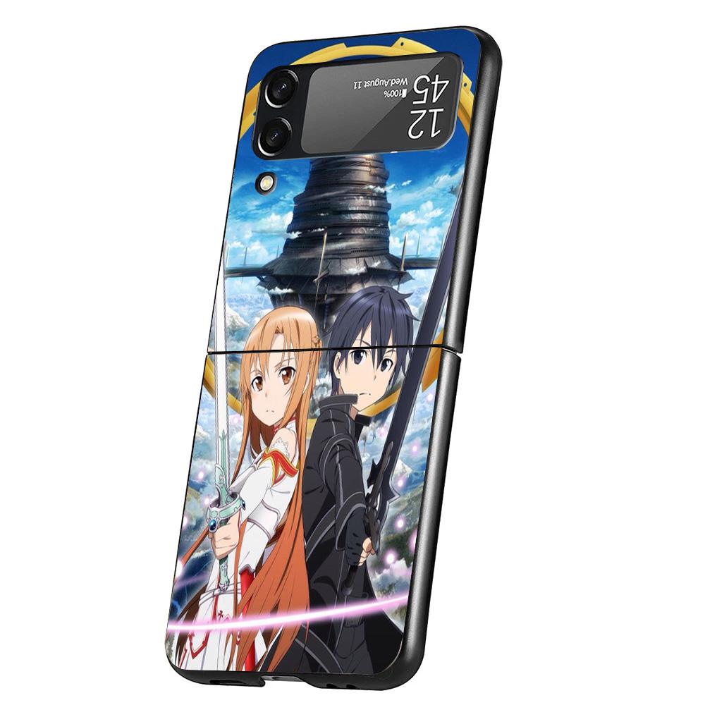 Sword Art Online Anime Cover Phone Case For Samsung Galaxy Z Flip 7 6 5 4 3 5G Flip7 Flip6 Flip5 Flip4 Flip3 Black Fundas Shell