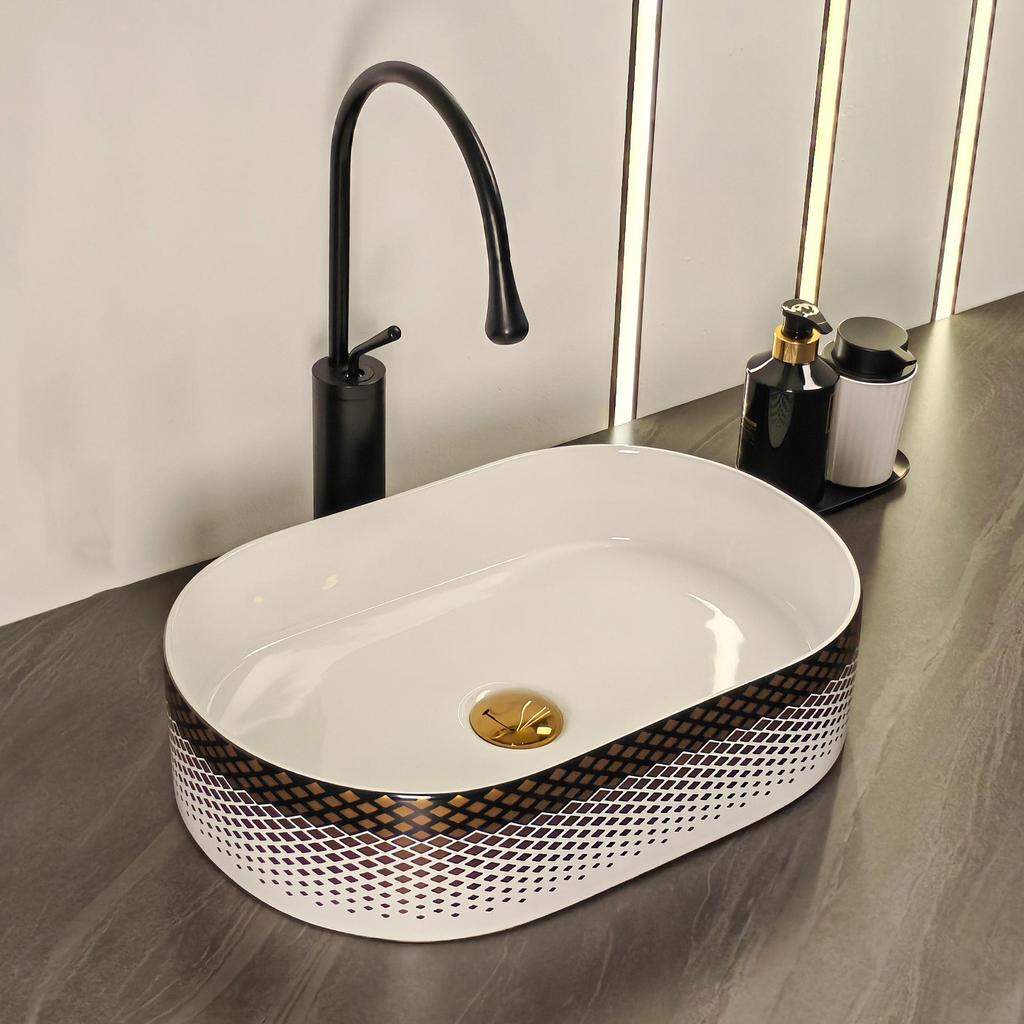 Łazienkowy blat Ceramiczna umywalka Prostokątna umywalka Porcelanowa owalna umywalka