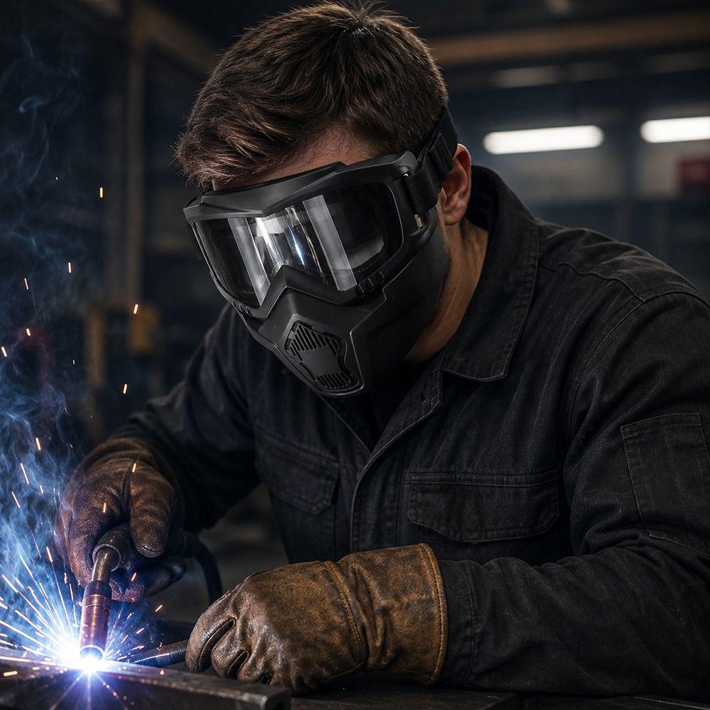 Detachable Integrated Full Face Protective Mask Anti-Splash Adjustable Strap Welding Glasses Dust Resistant Breathable