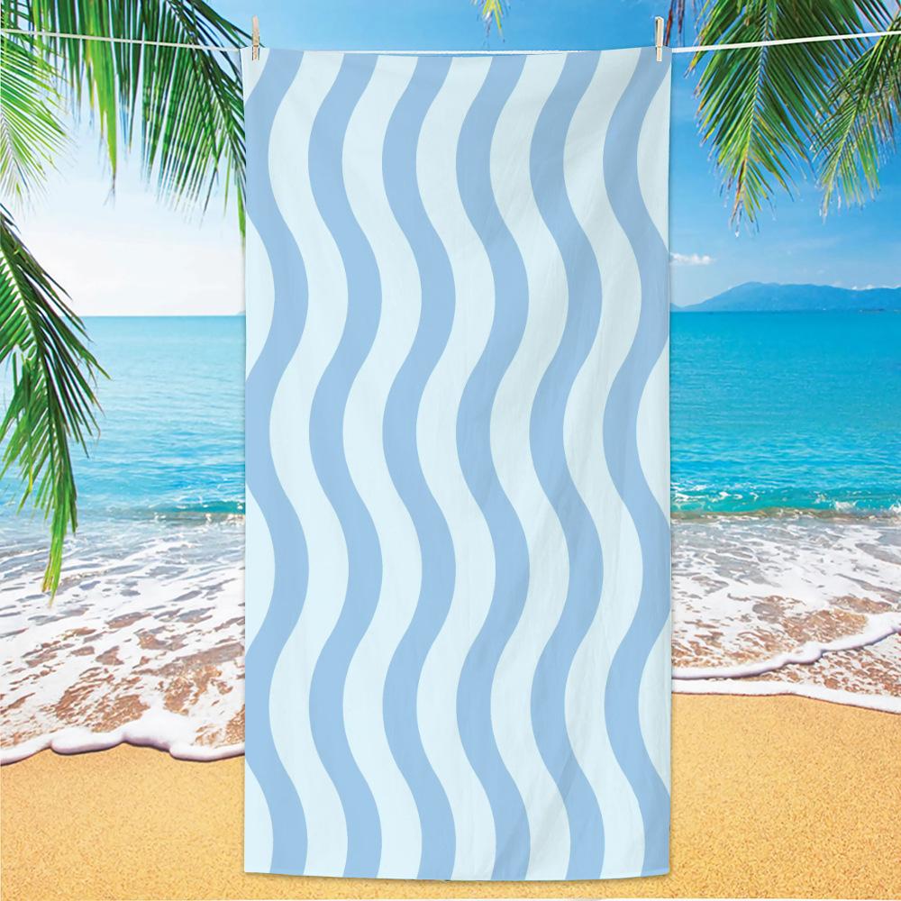 Bath Towel Minimally Striped Beach Towel, Ultra-fine Fiber Quick Drying Absorbent Towel, Beach Swimming Vacation Beach Towel