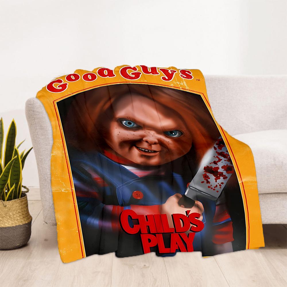 1ks Chucky Venkovní deka Lehký flanel, Měkká a teplá, Celoroční použití pro pohovku, Venku, Kempování, Obývací pokoj, Kancelář, Židli