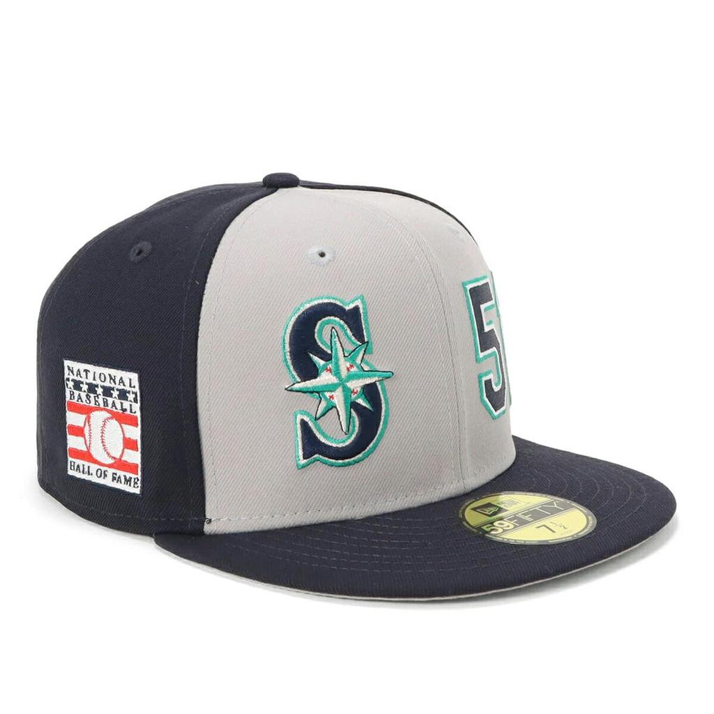 New Era 59FIFTY Ichiro MLB Hall of Fame Induction Commemorative SEA Size 7 MLB25 ICHIRO HOF 59FIFTY SEAMAR JP Cap, Gray/Navy, 3/8,