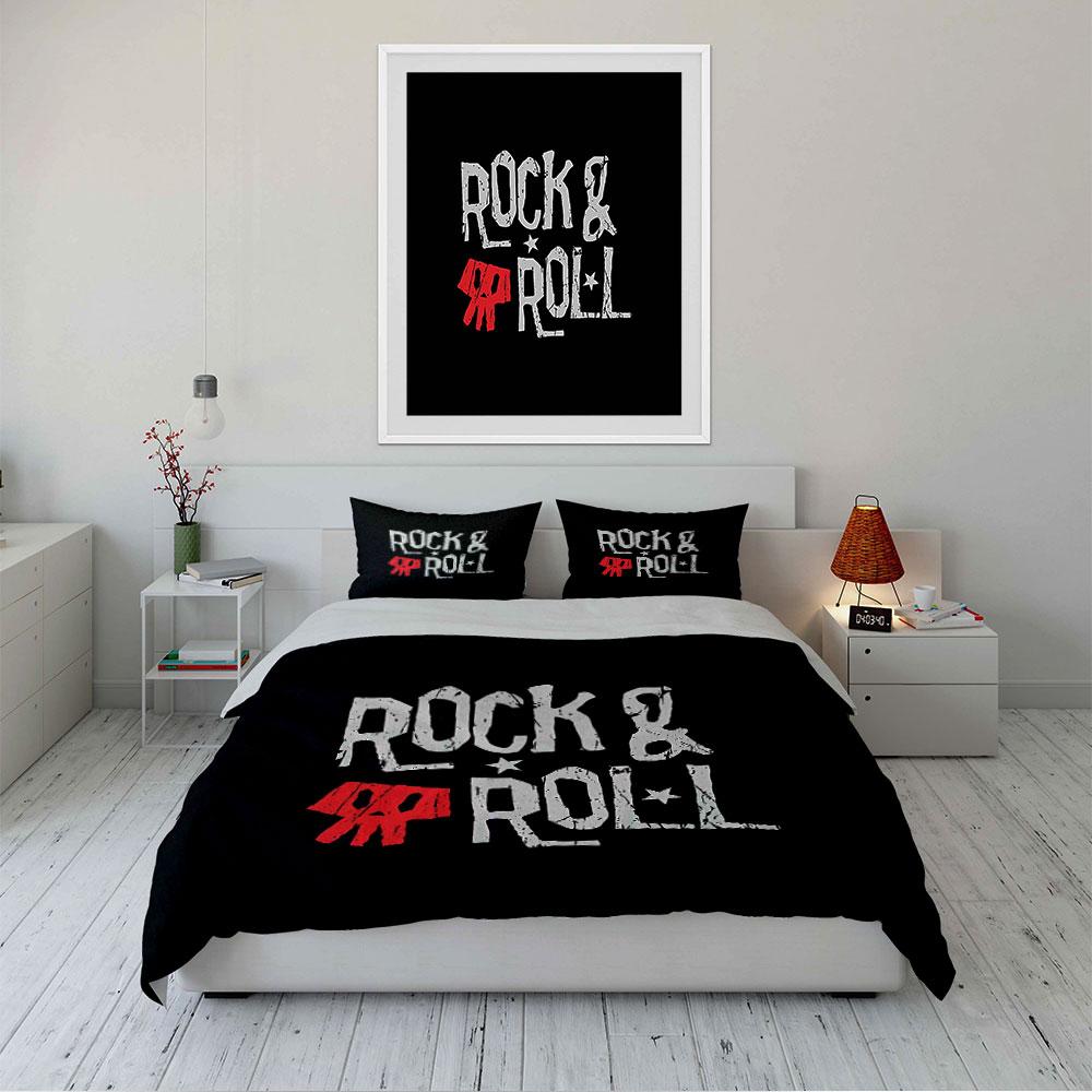 Rock & Roll Skull Design Bedding Duvet Cover Set Duvet Cover Pillowcases (1*Duvet Cover 2*Pillowcases, Without Duvet Insert)