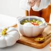 6.5inch Ceramic Bowl With Lid And Handle Pumpkin Ramekins For Baking Casserole Dish Individual Severing Pot Oven Safe