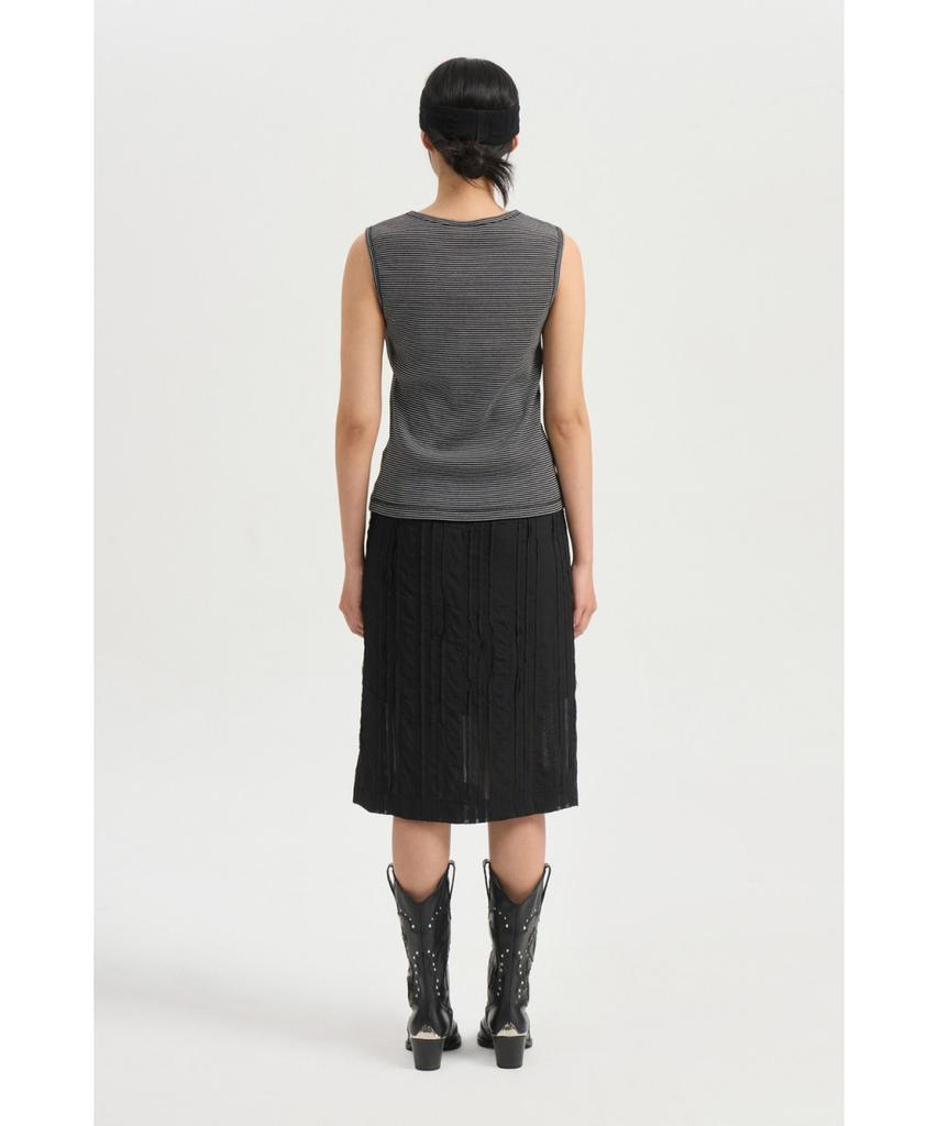 LUCKY CHOUETTE Lace Banding Midi Skirt (Black) Lfkax25540Bkx