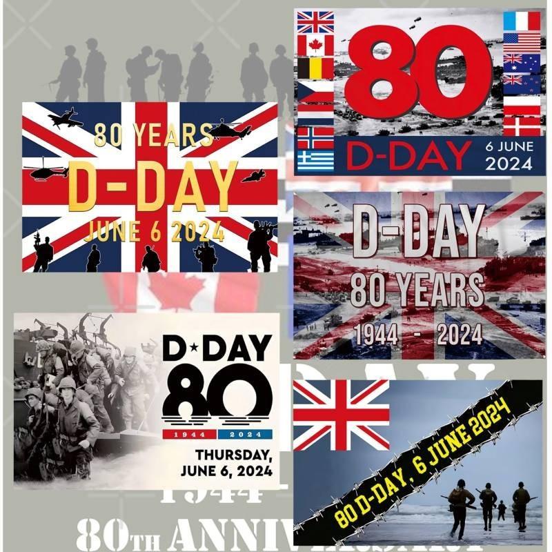 80. Jahrestag des D-Day Flagge Gedenkflagge Polyesterbanner
