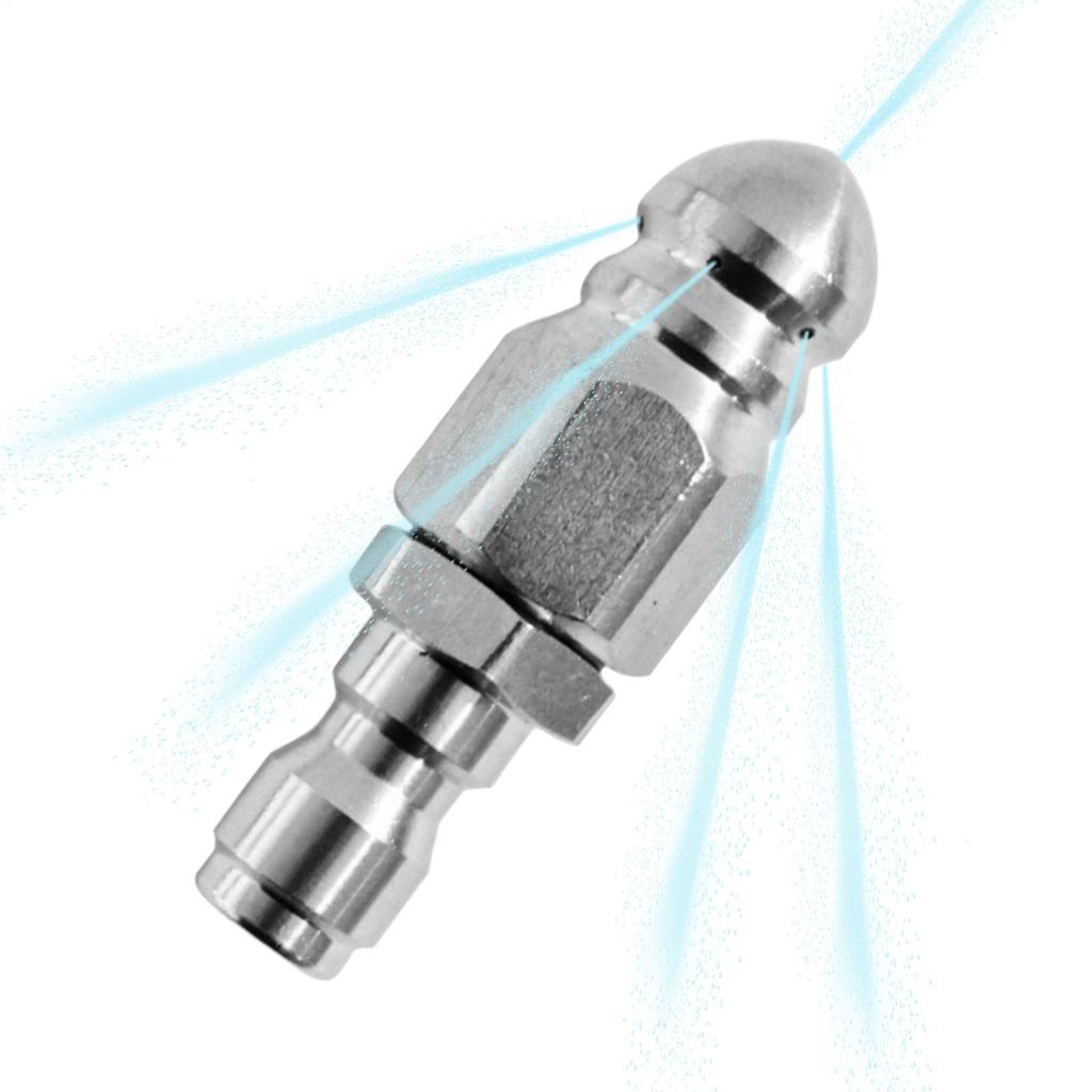 Sewer High-Pressure Nozzle 1/4 Inch Quick Connector Sewer Cleaning Nozzle Pipe Cleaner Rust-Proof Attachment for Plumbing Sewage