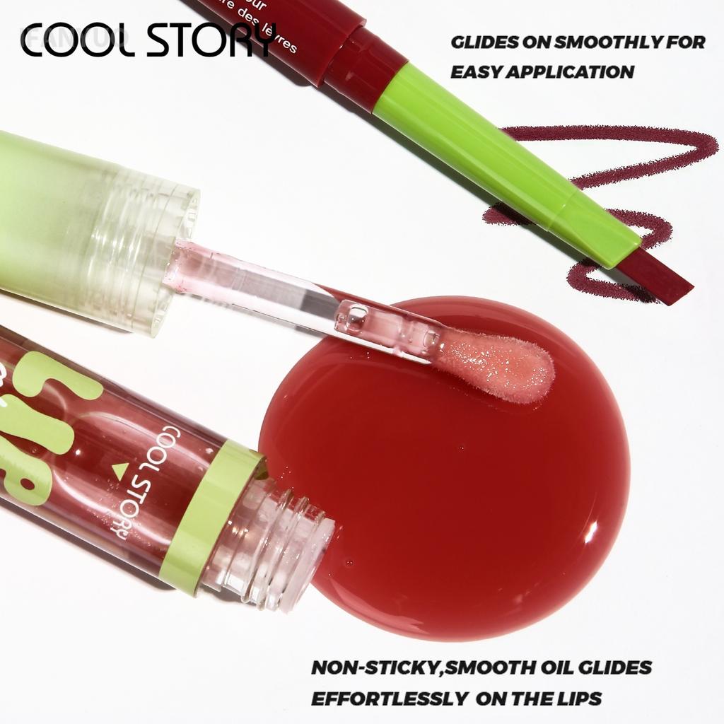 Hydrating Lipliner Lip Gloss Set Matte Lip Outline Contour Liner Nude Brown Plumping Moisturizing Lip Tint for All Skin Types