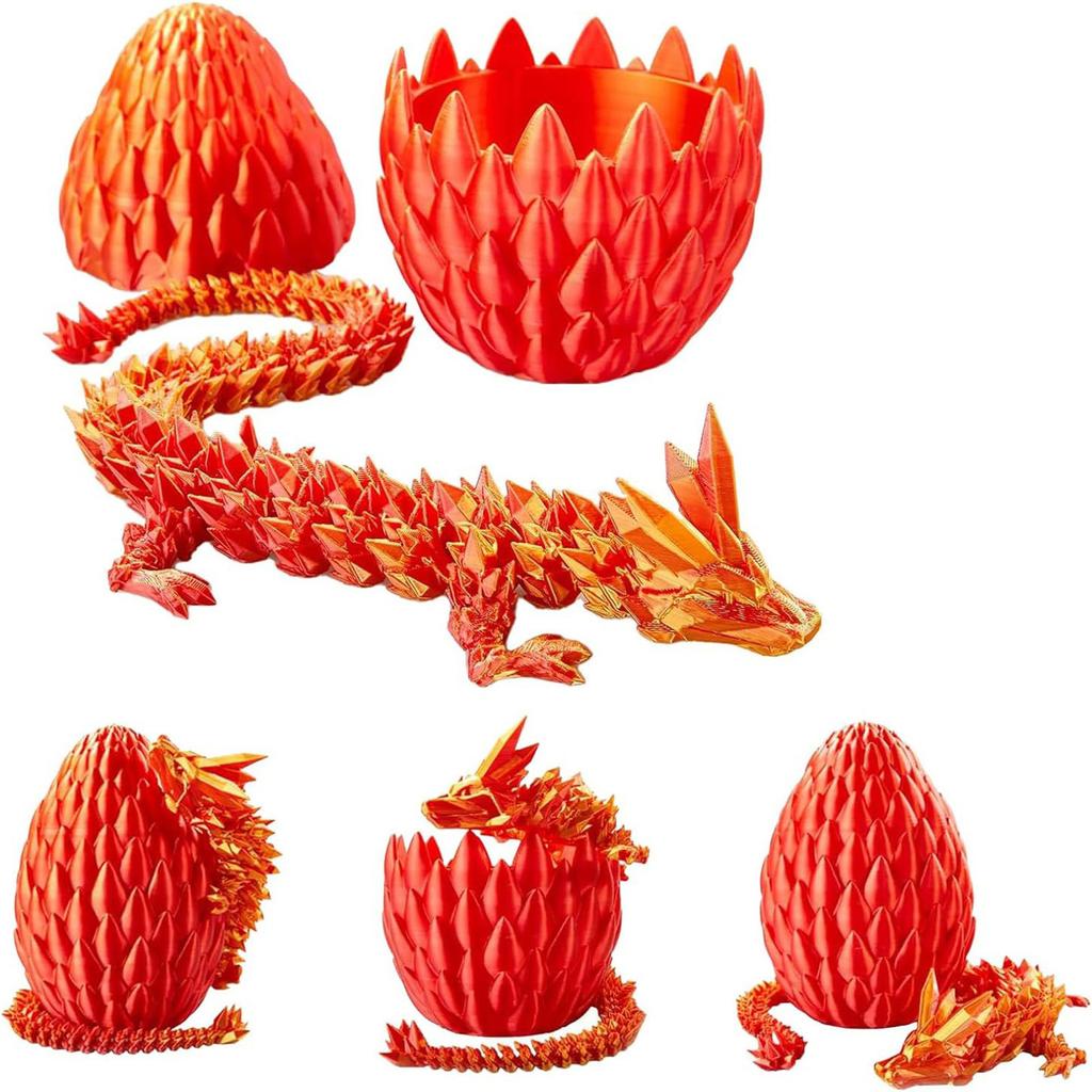 Egg and Figurine Set Handcrafted Collectible with Unique Color Shifting Scales