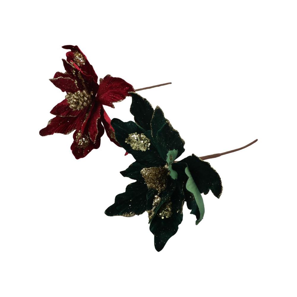 Beautiful Glitter Xmas Flower Hanging Simulation Handmade Flowers  Home Decor