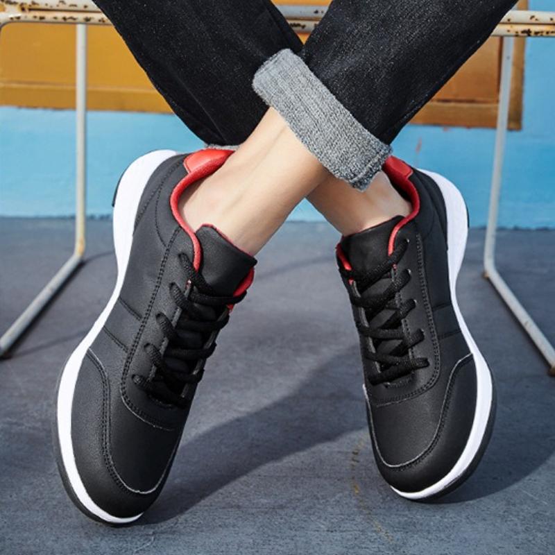 Modne Męskie PU Skórzane Casualowe Sneakersy Elastyczne Buty na Deskę Treningowe Buty Sportowe Lekkie Trenerki Duży Rozmiar 39-48