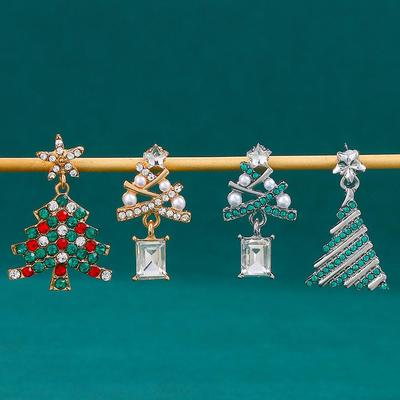 New Arrivals Exaggerated Creativity Personality Temperament Inlay Design Christmas Tree Christmas Earrings For Women