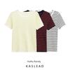Kaslead New Arrival Women's Clothing Fashion Style Stripes Silm Round Neck Short Sleeve Knitting Tops 3519020